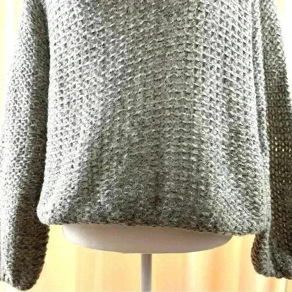 NWOT Debut Nordstrom Gray Loose Knit Crop Cowl Neck Cinch Waist Sweater Size S - Picture 6 of 12